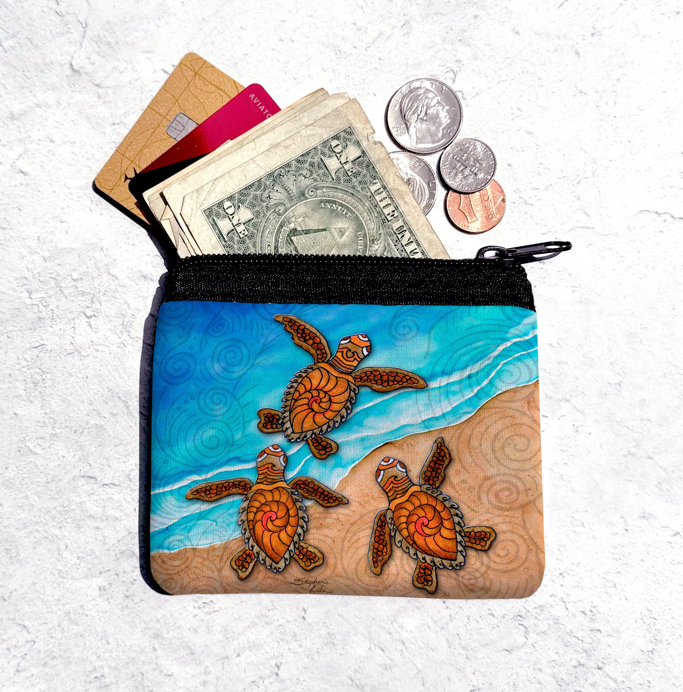 3 Baby Turtles Coin Bag