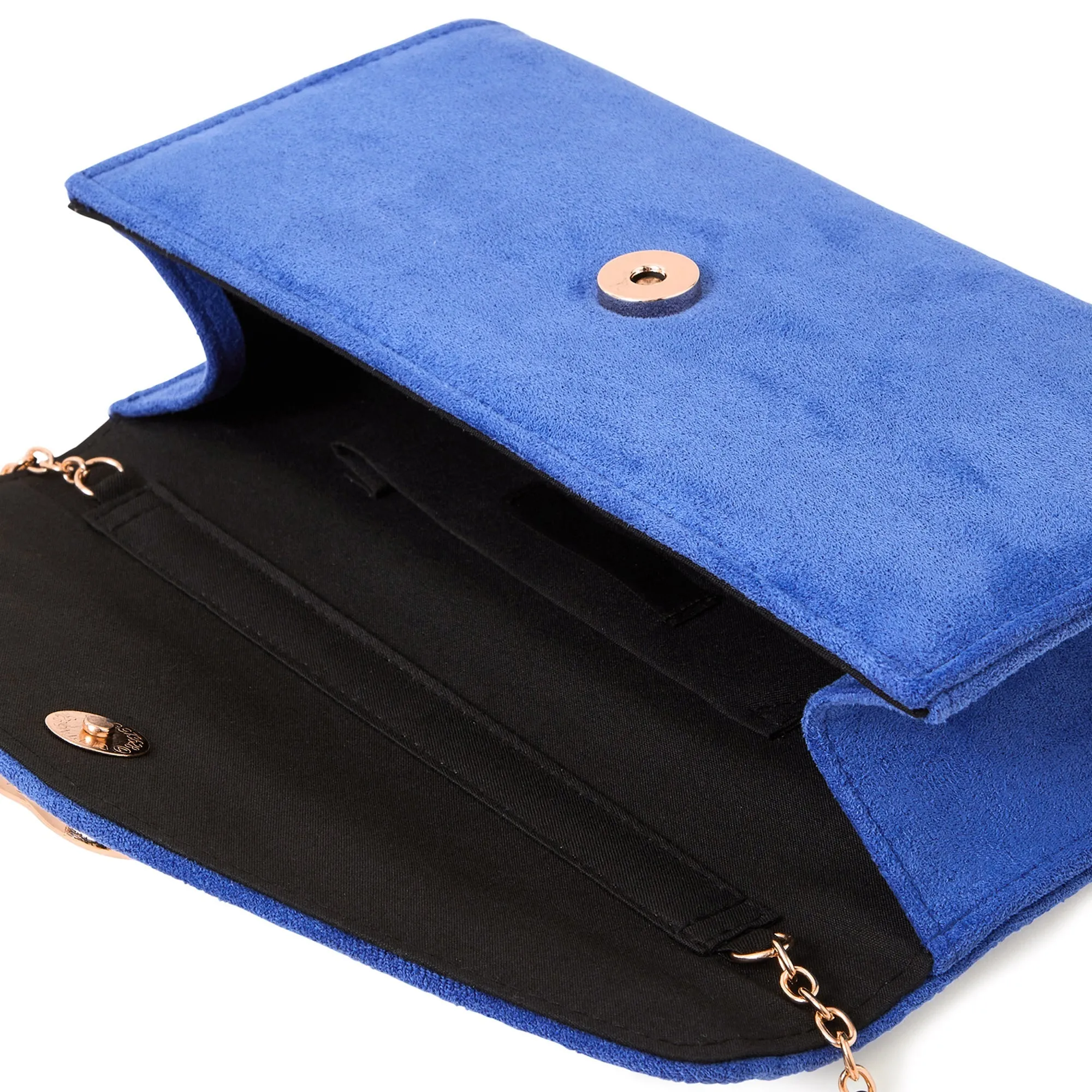 Accessorize London Women's Blue Suedette Box Clutch Bag