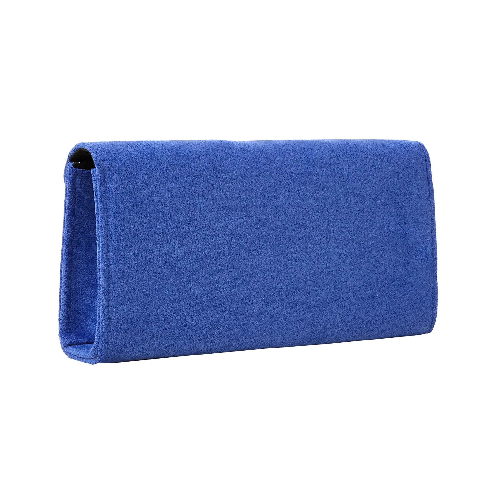 Accessorize London Women's Blue Suedette Box Clutch Bag