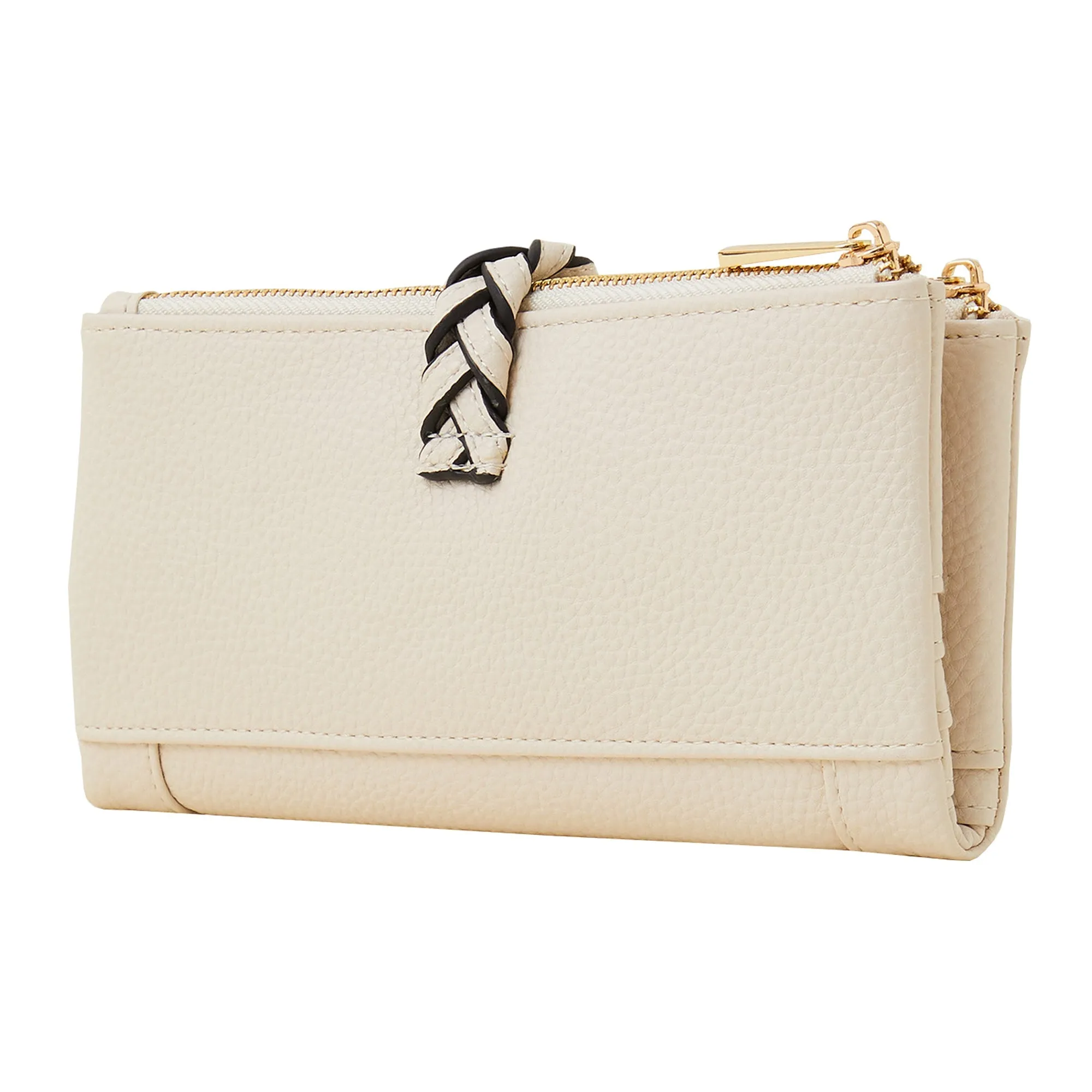 Accessorize London Women's Cream Plait Push-Lock Purse