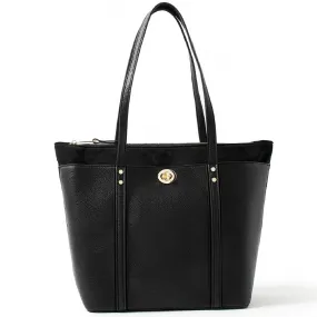 Accessorize London Women's Faux Leather Black Maddox Tote