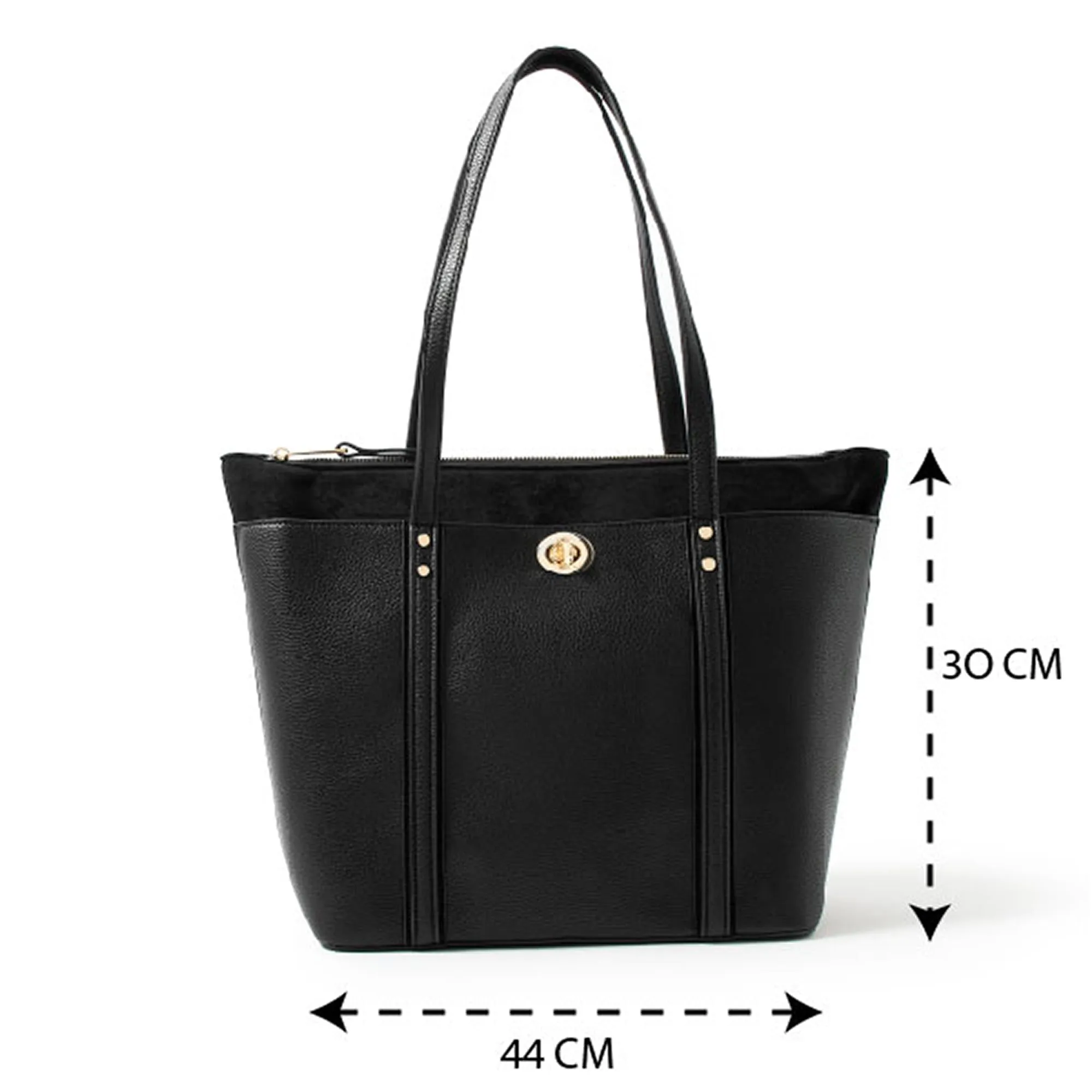 Accessorize London Women's Faux Leather Black Maddox Tote