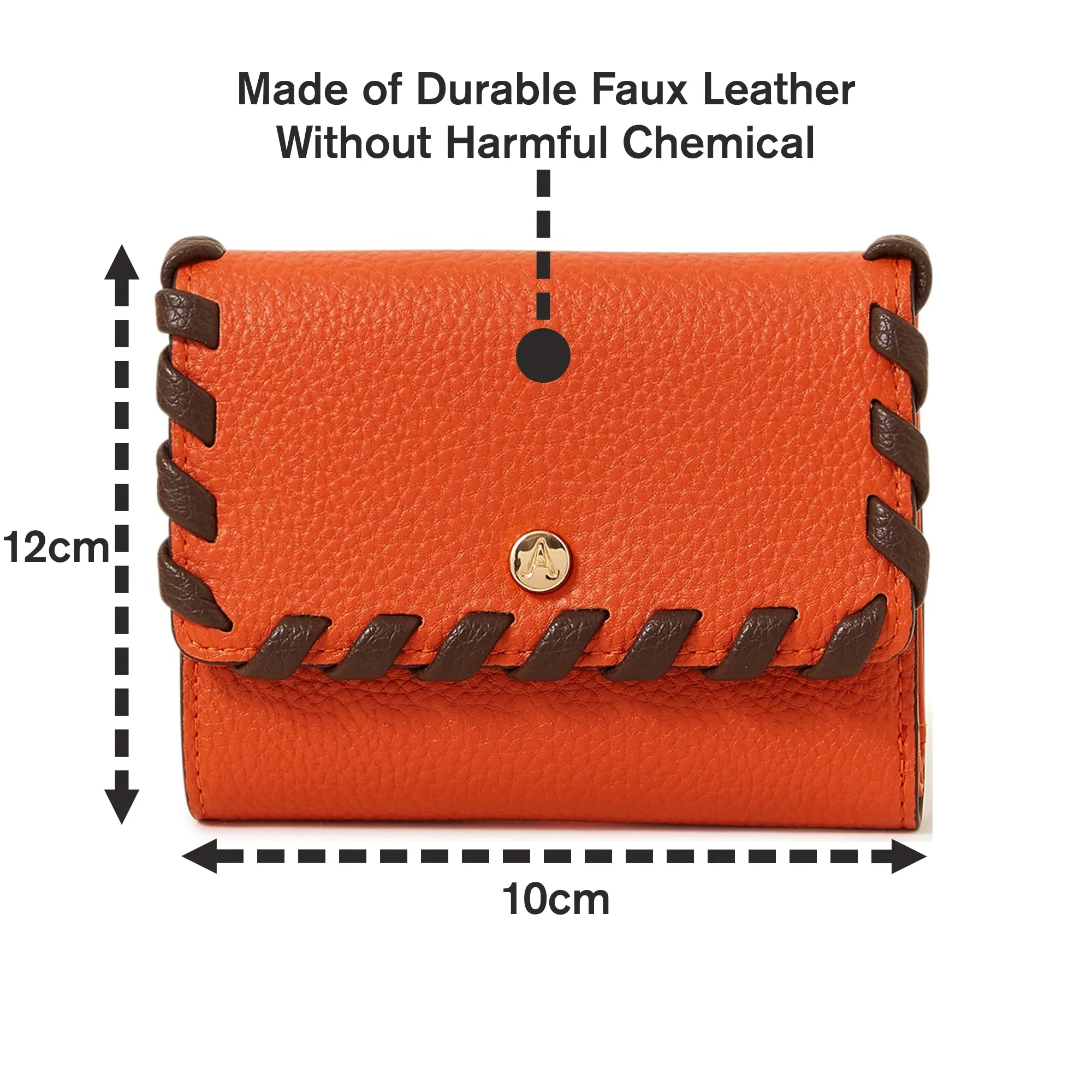 Accessorize London Women's Faux Leather Orange Whipstitch Purse