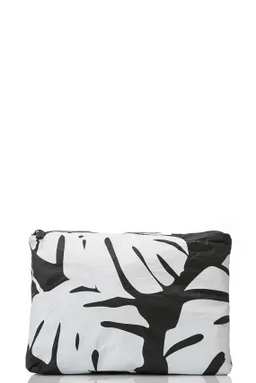 ALOHA Collection Mid Monstera Pouch White on Black