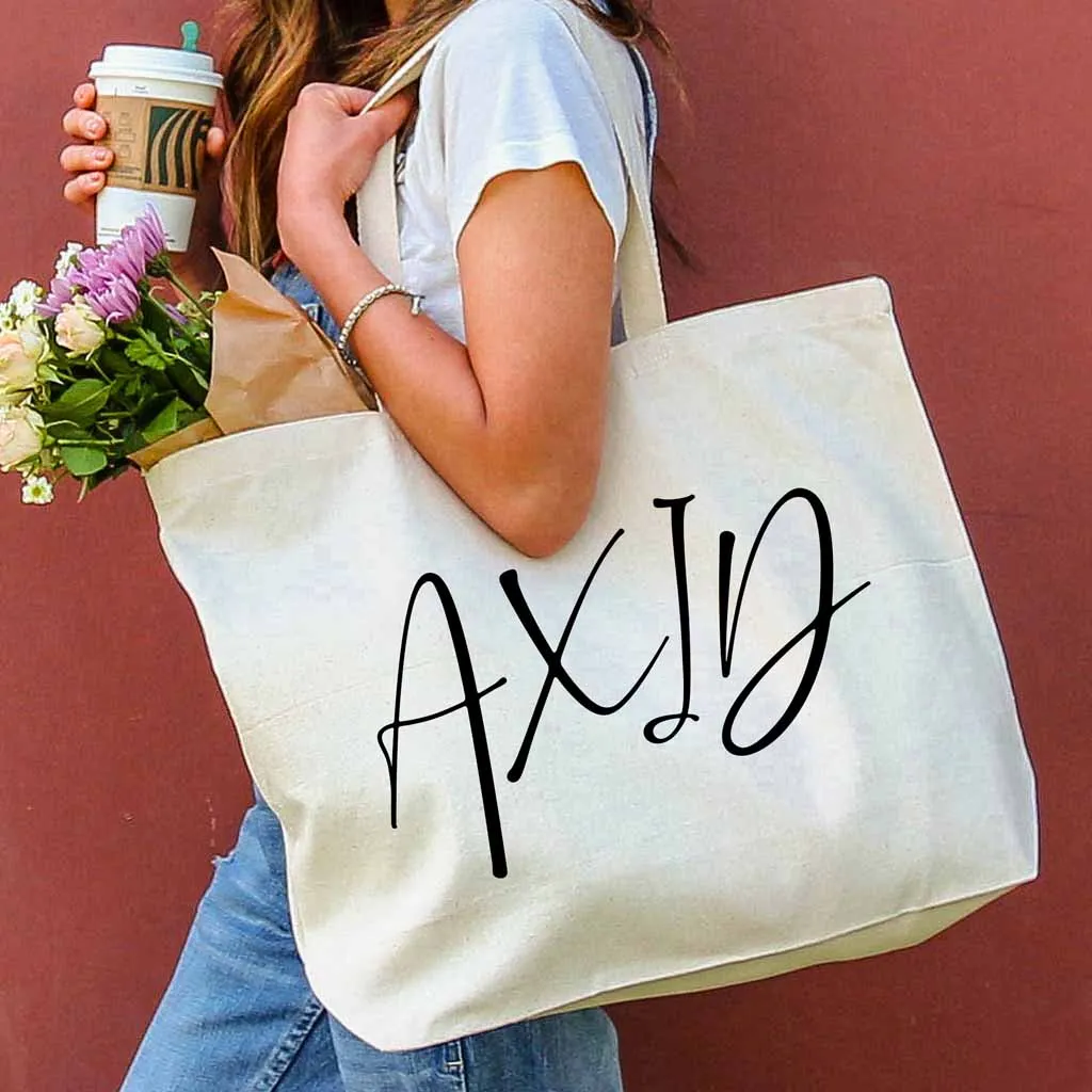 Alpha Xi Delta Script Writing Nickname Canvas Tote Bag