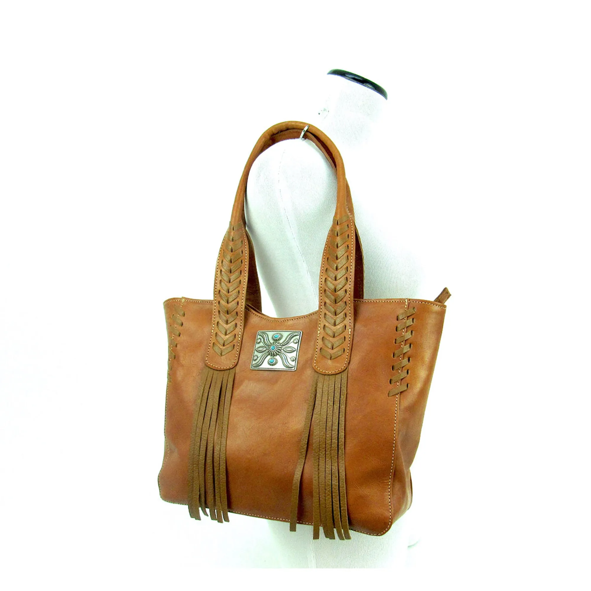 American West Mohave Canyon Natural Tan Leather Large Zip-Top Tote