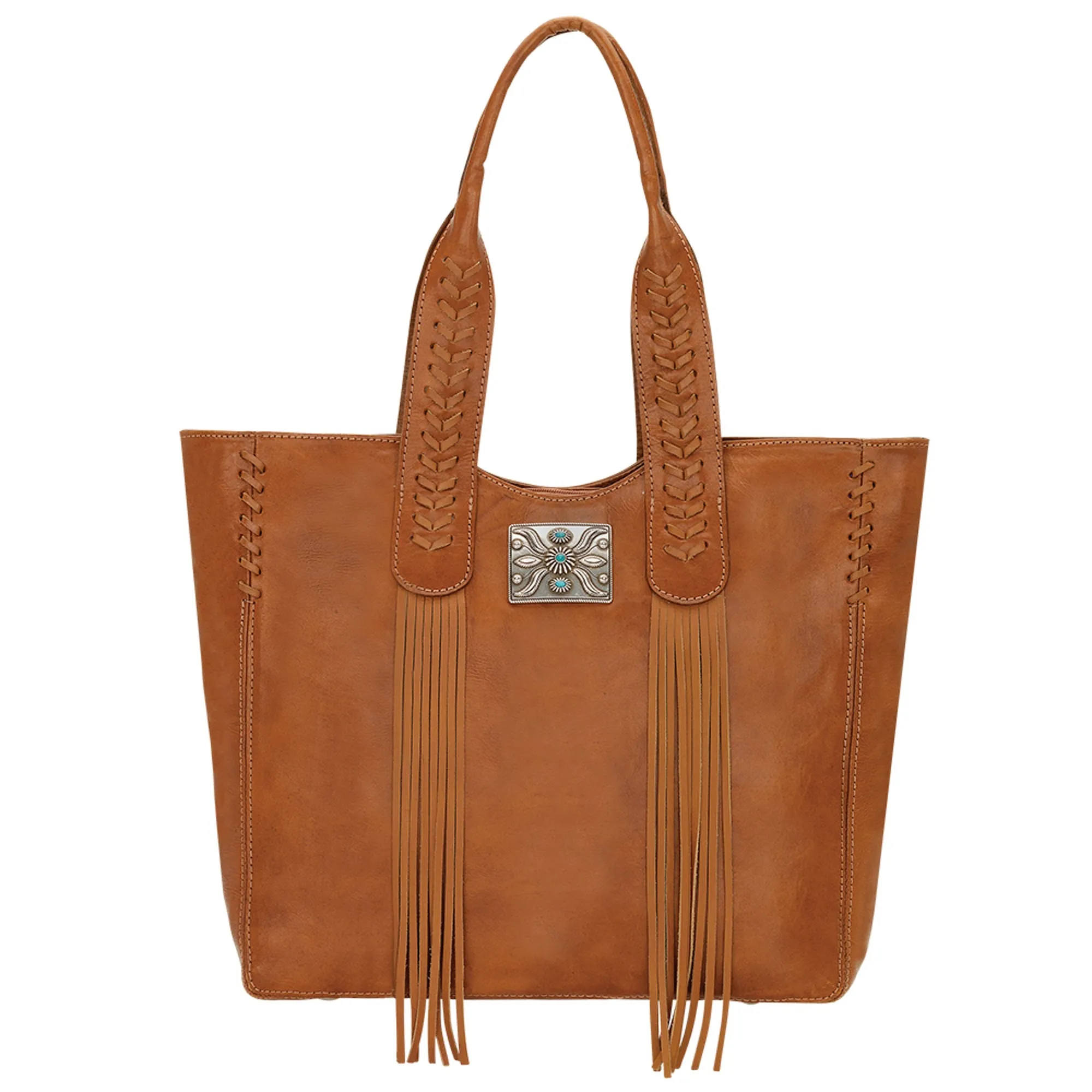 American West Mohave Canyon Natural Tan Leather Large Zip-Top Tote