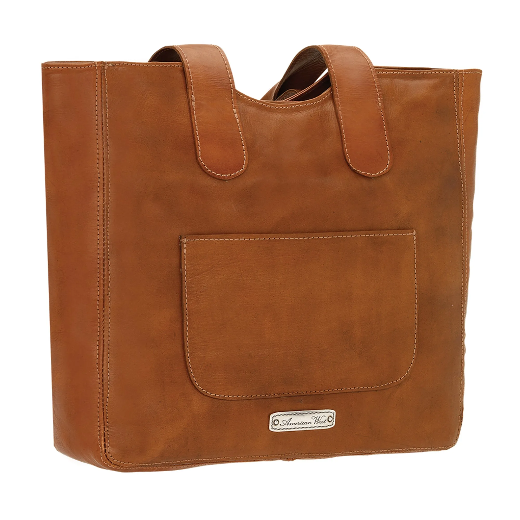 American West Mohave Canyon Natural Tan Leather Large Zip-Top Tote