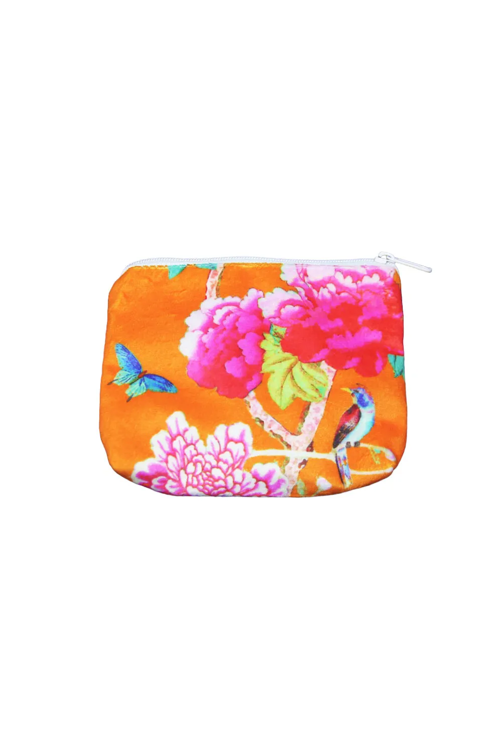 ANNA CHANDLER VELVET CHANGE PURSE ORANGE BIRD