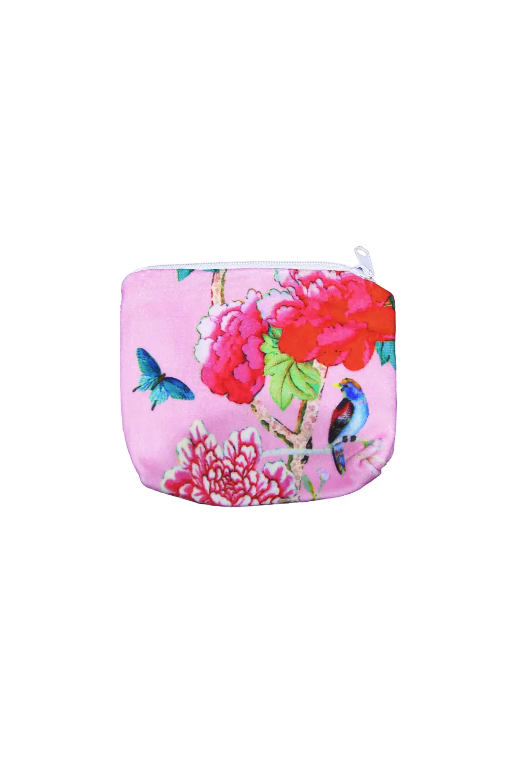 ANNA CHANDLER VELVET CHANGE PURSE PINK BIRD