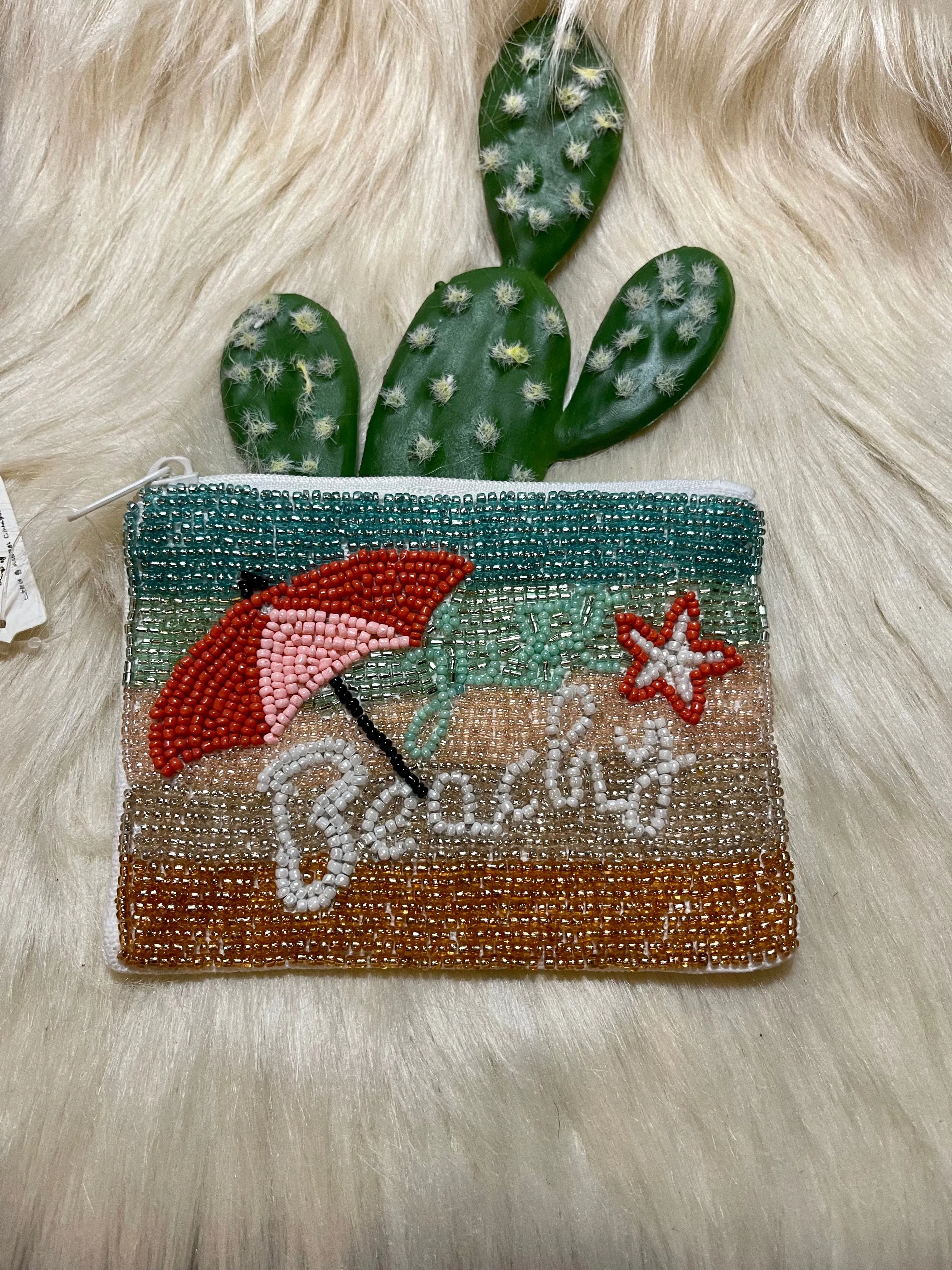 BEACH BEAD COIN CLUTCH  PURSE