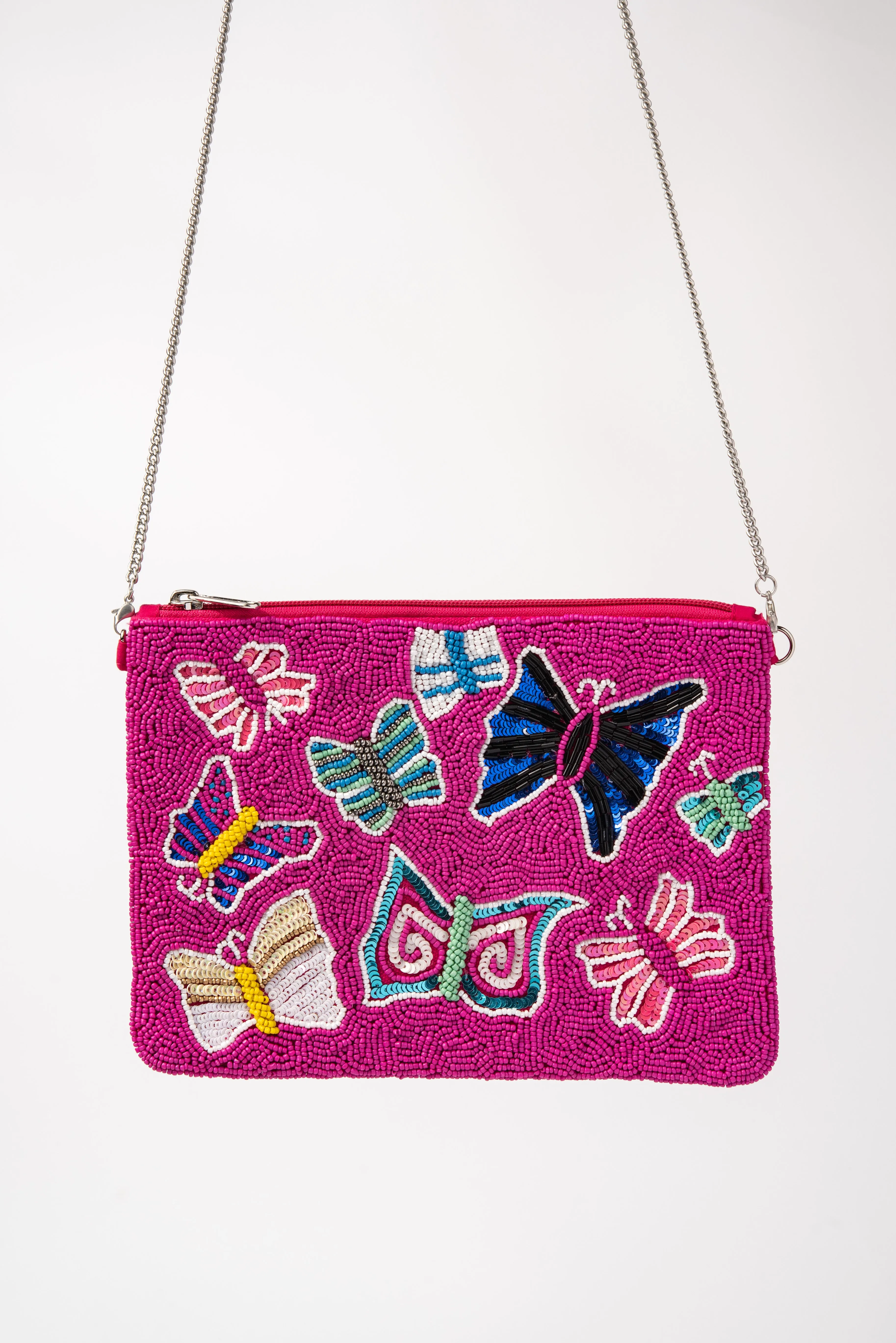 Beaded Butterfly Crossbody Bag