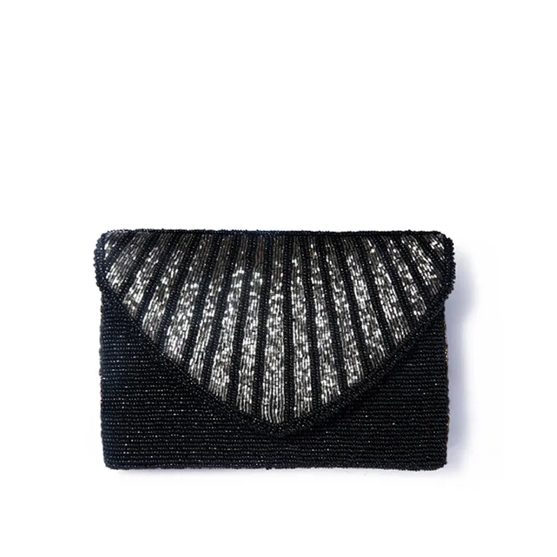 BEADS BLACK CLUTCH