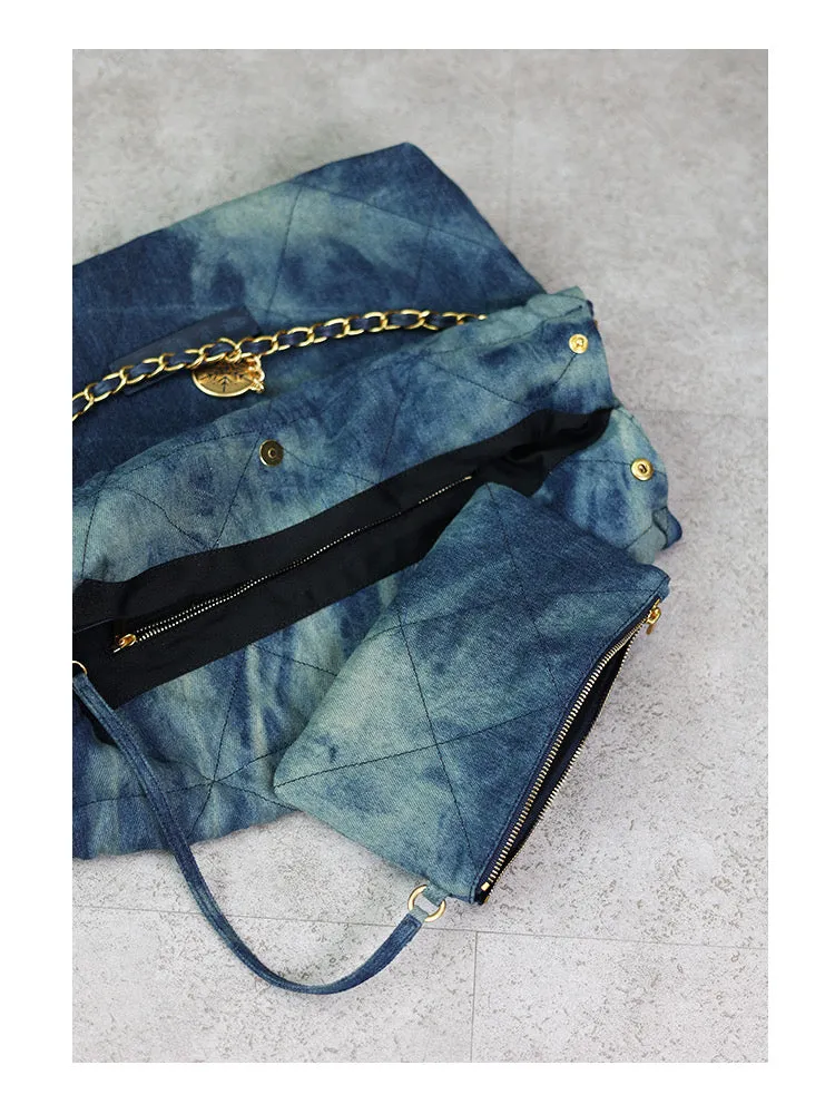 Blue Cotton Tote Bag