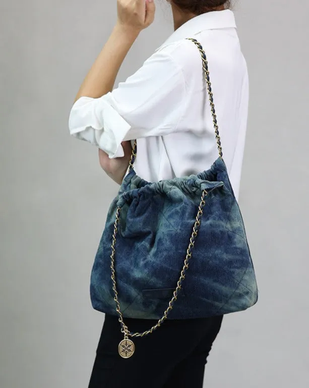 Blue Cotton Tote Bag