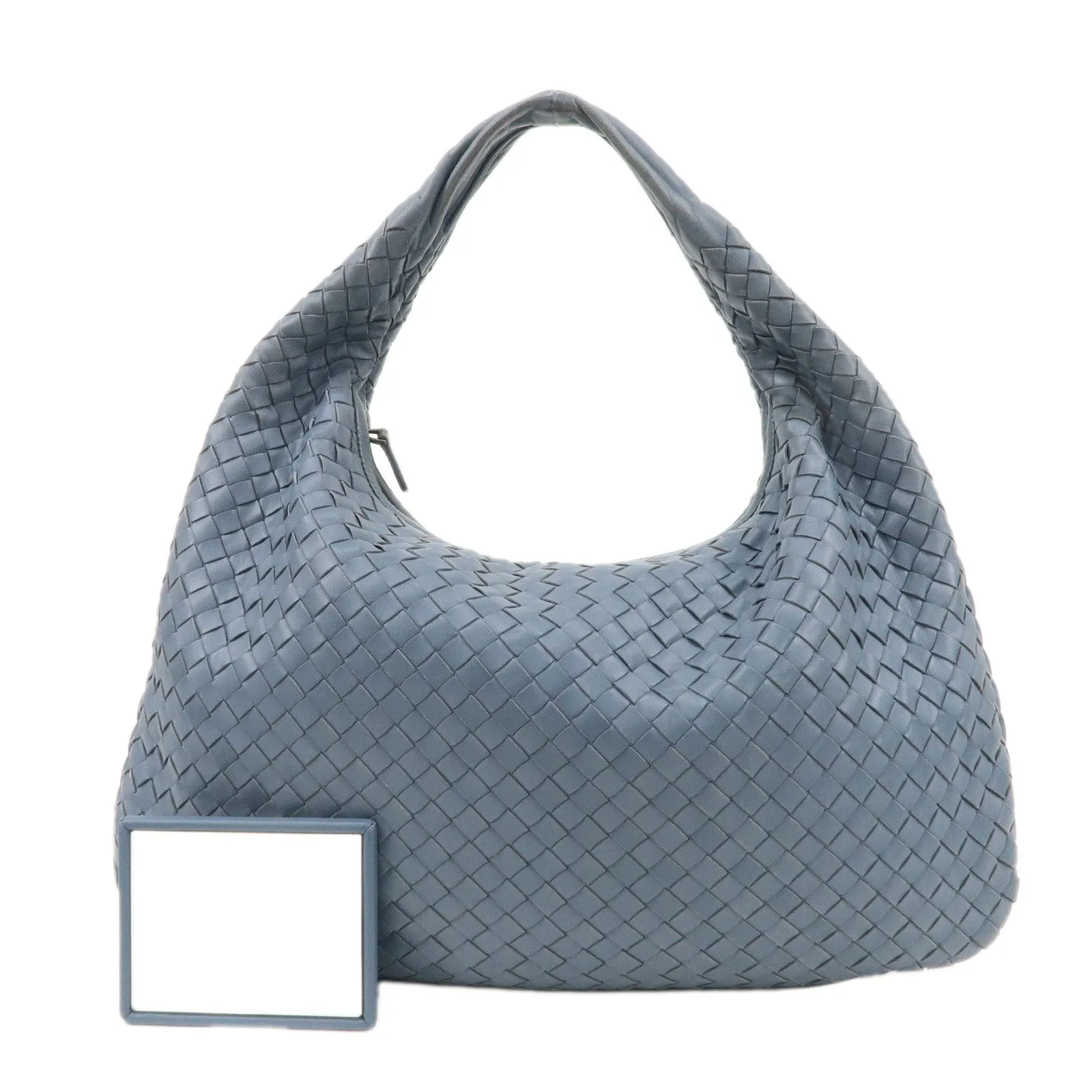 BOTTEGA VENETA Hobo Intrecciato Leather Shoulder Bag Blue 115653