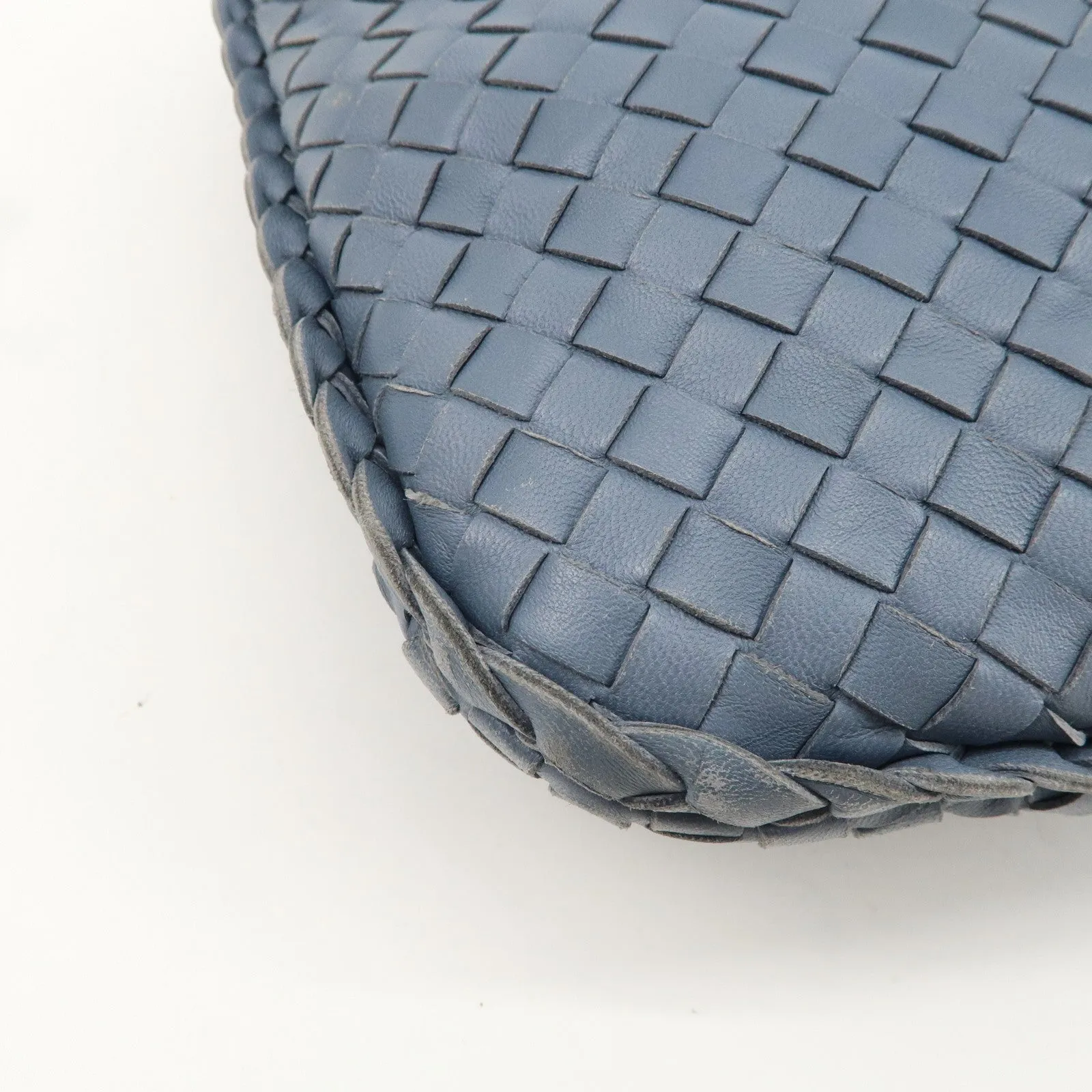 BOTTEGA VENETA Hobo Intrecciato Leather Shoulder Bag Blue 115653