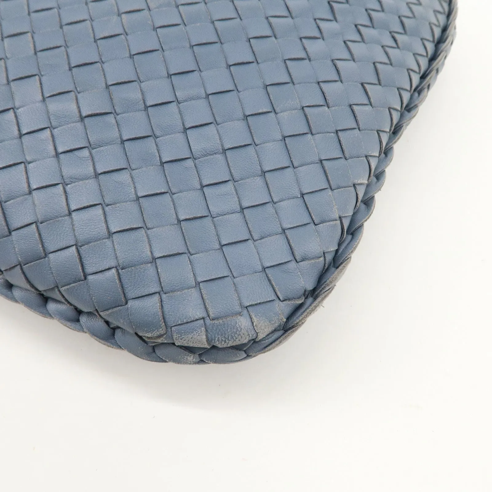 BOTTEGA VENETA Hobo Intrecciato Leather Shoulder Bag Blue 115653