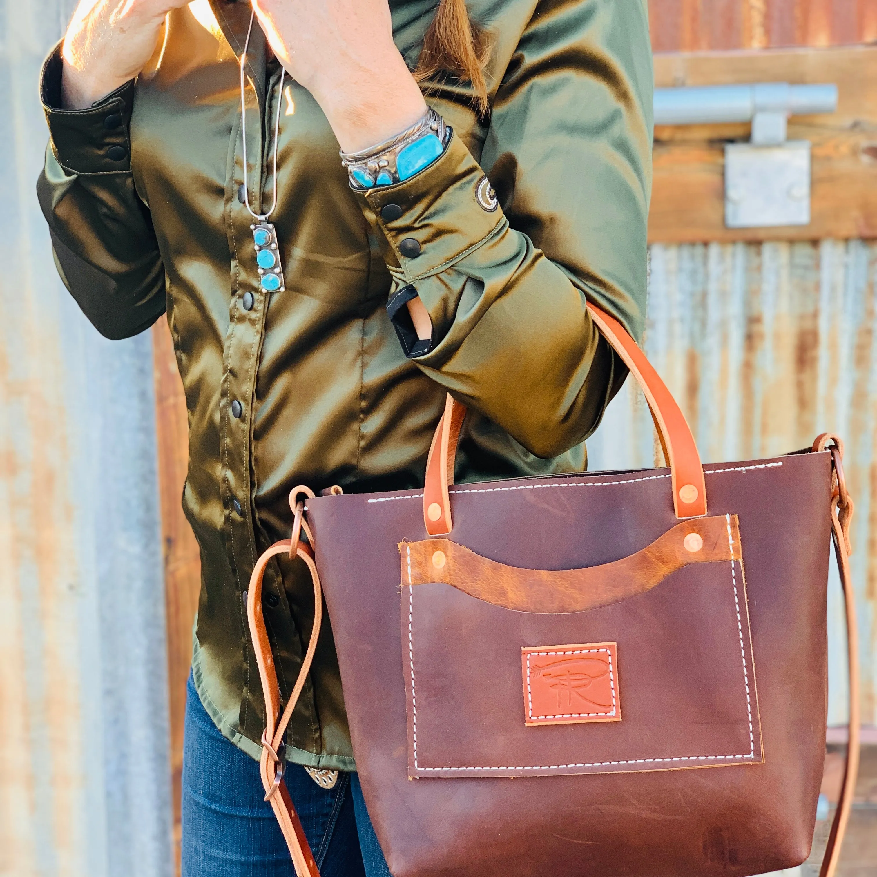 Brown CEO Leather Purse Tote