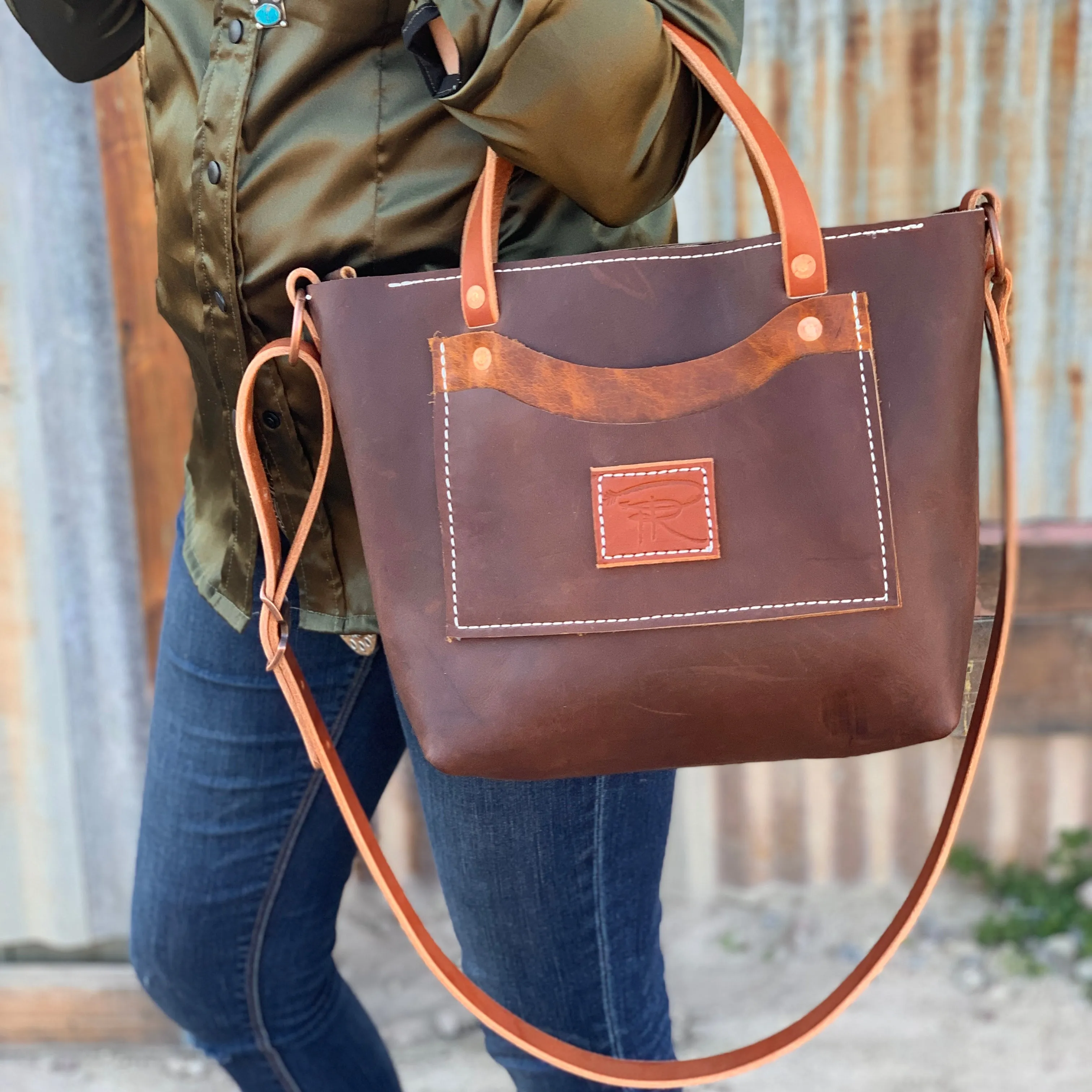 Brown CEO Leather Purse Tote