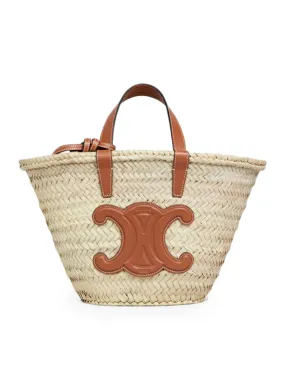 CELINE CLASSIC SMALL PANIER BAG IN PALM LEAVES AND LEATHER CALFSKIN