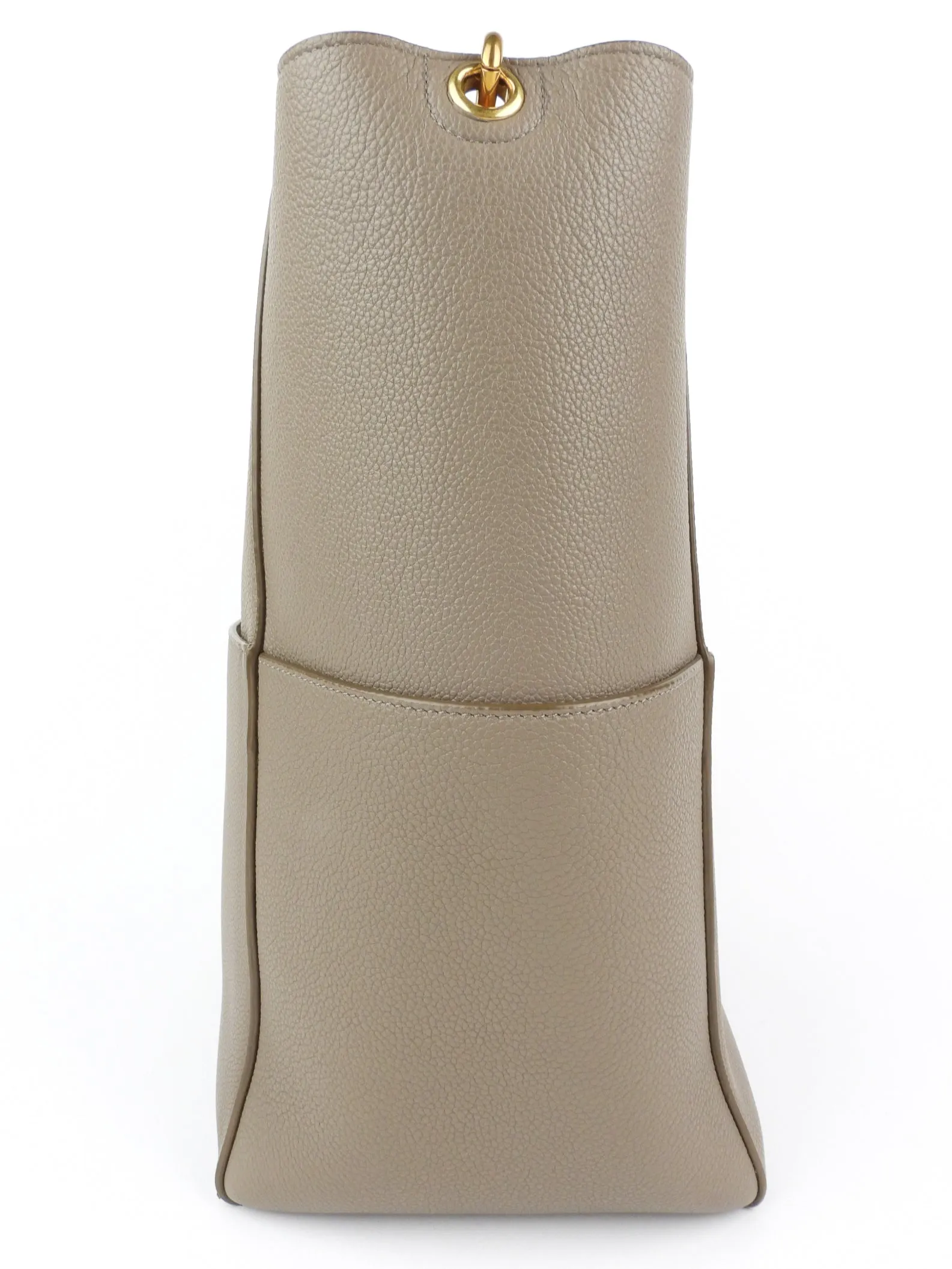 Celine Sangle Seau Taupe Grey Soft Grained Calfskin Leather Shoulder Bag