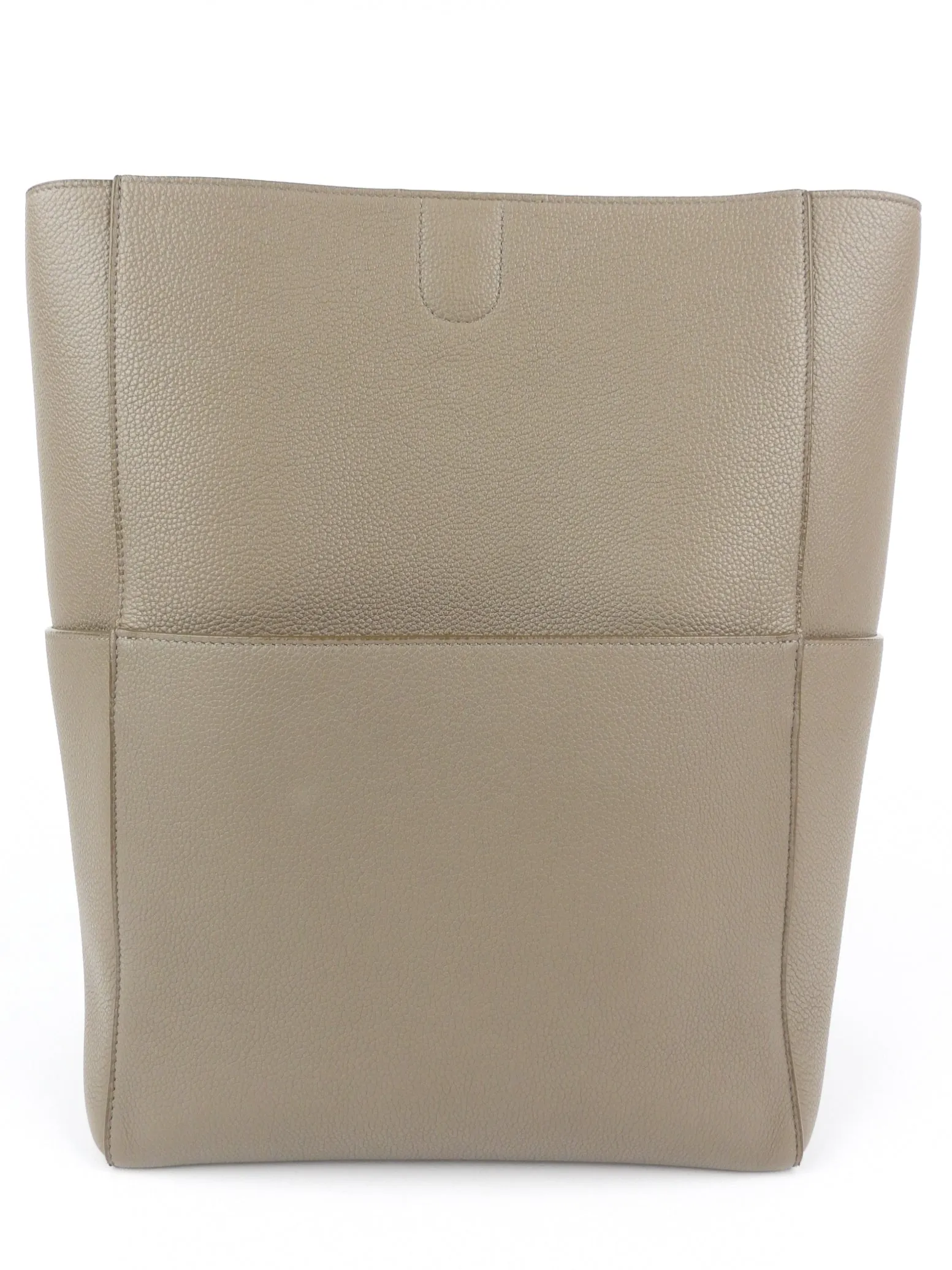 Celine Sangle Seau Taupe Grey Soft Grained Calfskin Leather Shoulder Bag