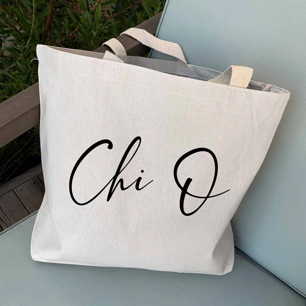 Chi Omega Script Writing Nickname Canvas Tote Bag