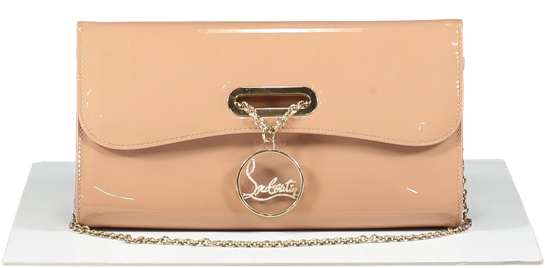 Christian Louboutin Nude Patent Calfskin Riviera Clutch Bag