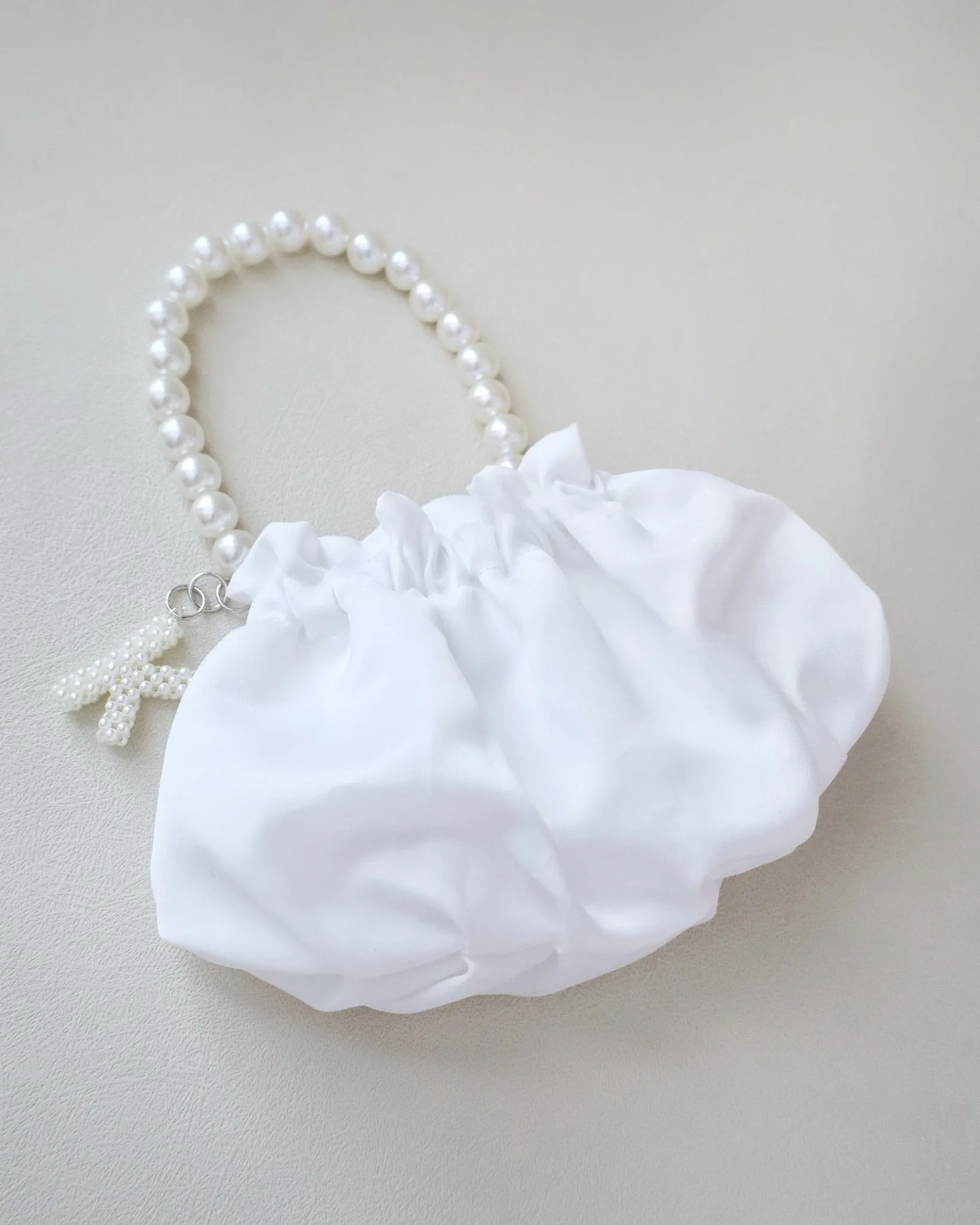 Cleo Pearl Satin Mini Pouch with Pearl Initial