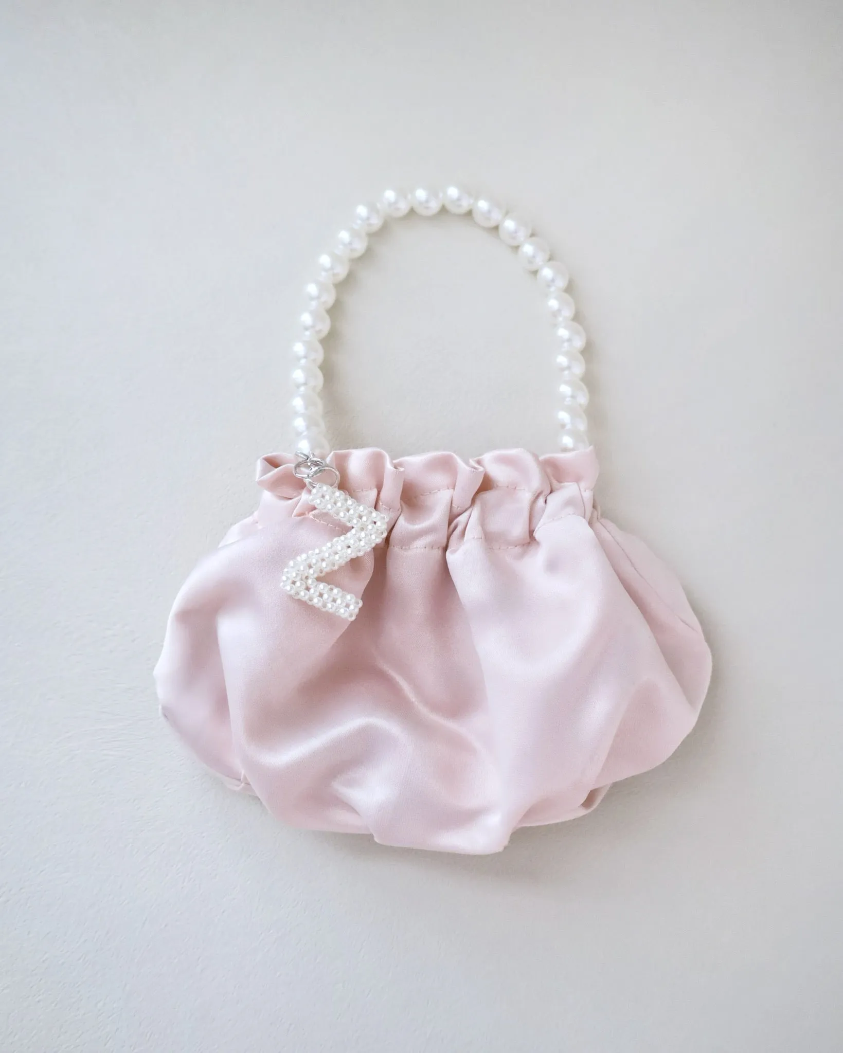 Cleo Pearl Satin Mini Pouch with Pearl Initial