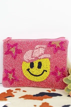 Cowgirl smiley beaded clutch