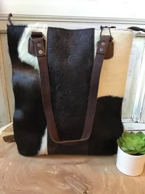 Cowhide Tooled Leather Tote