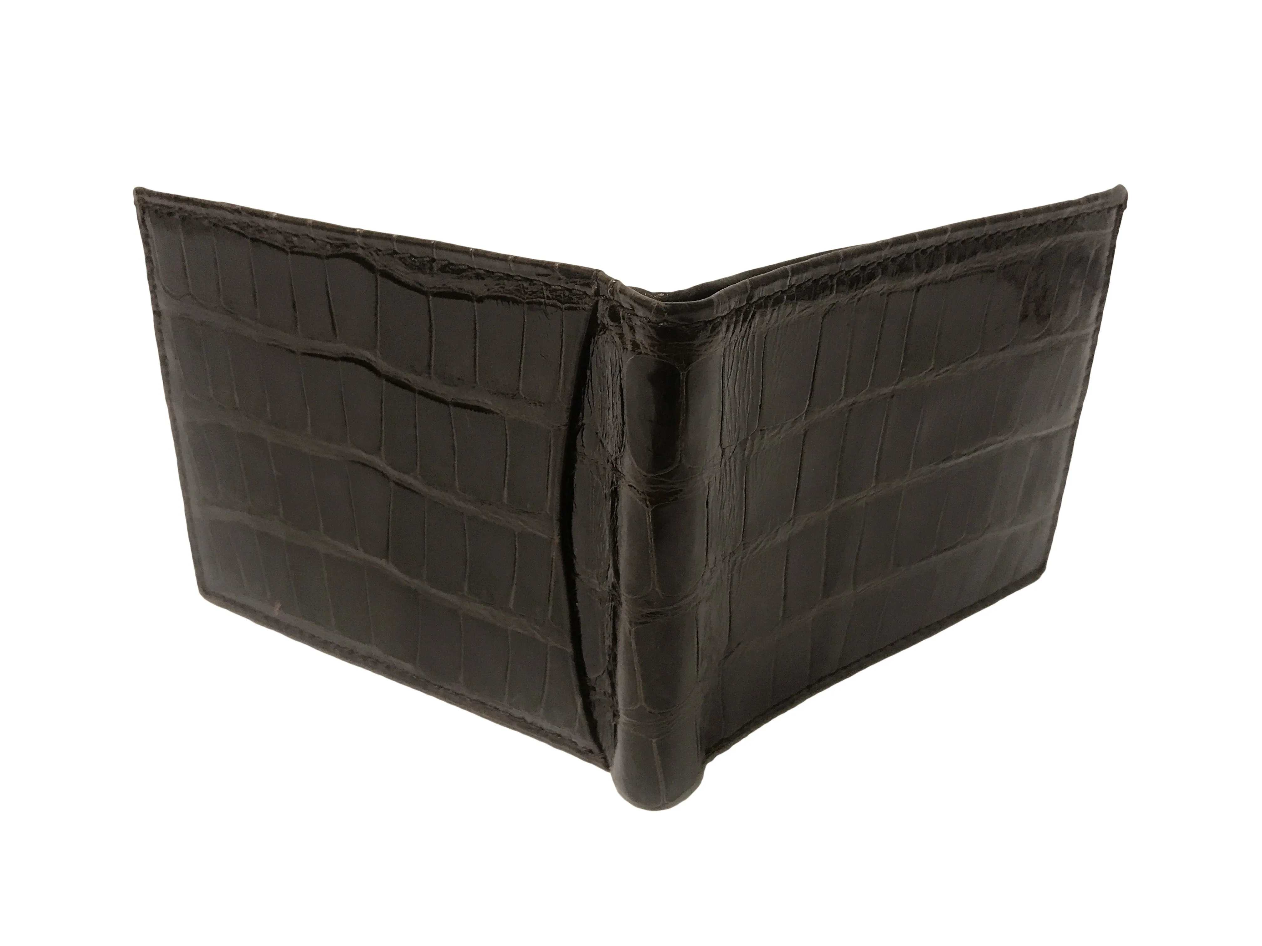 Crocodile Skin Billfold Wallet Brown