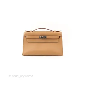 - DM/Email to purchase - Hermès Kelly Pochette Clutch Biscuit 48 Swift Palladium Hardware