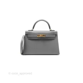 - DM/Email To Purchase - Hermès Mini Kelly II Gris Meyer 0L Madame Leather Gold Hardware