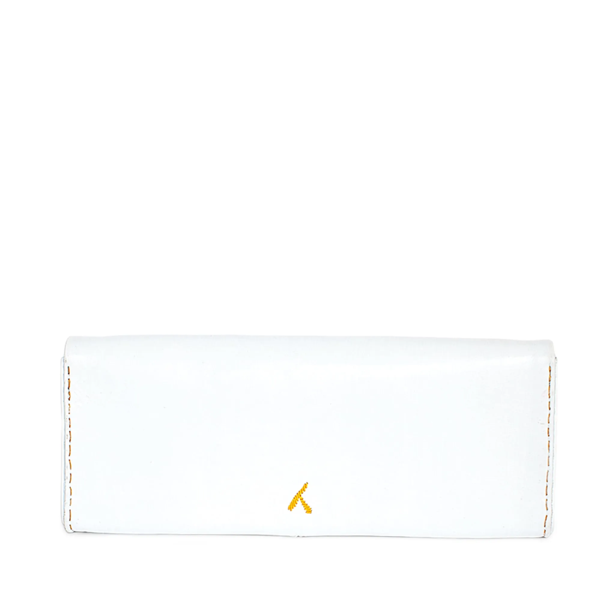 Embroidered Leather Clutch Bag in White, Yellow