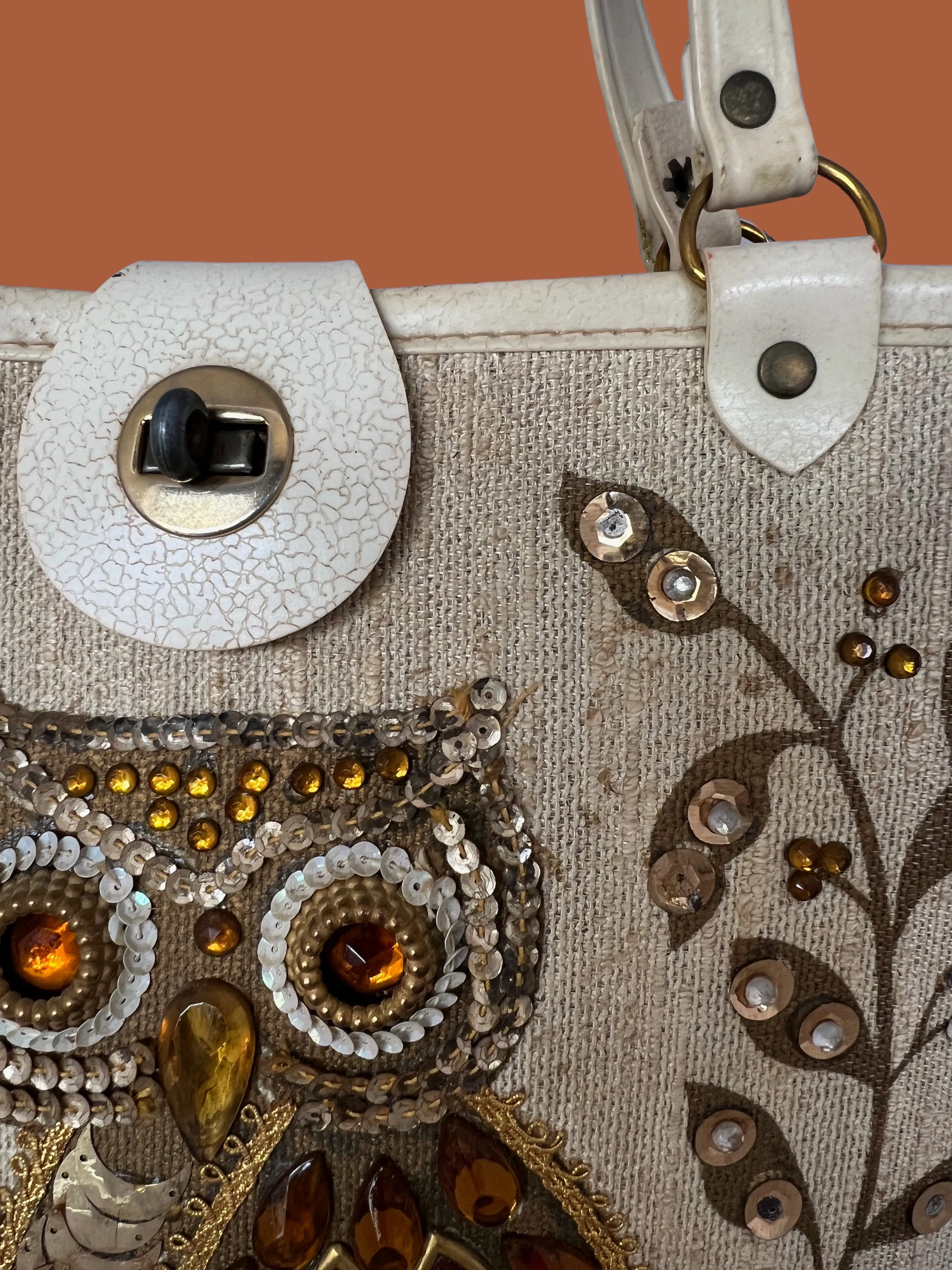 ENID COLLINS Style Owl 60s Jeweled Handbag