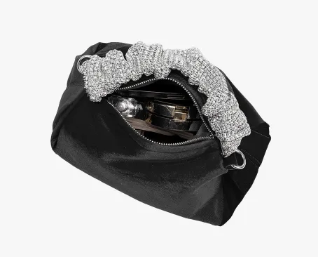 Estela Black Velvet Top Handle Bag