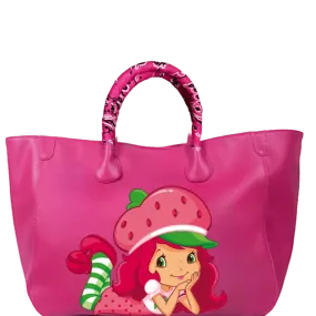 Everyday Vegan Tote - Strawberry Shrotcake Leather Hand Painted