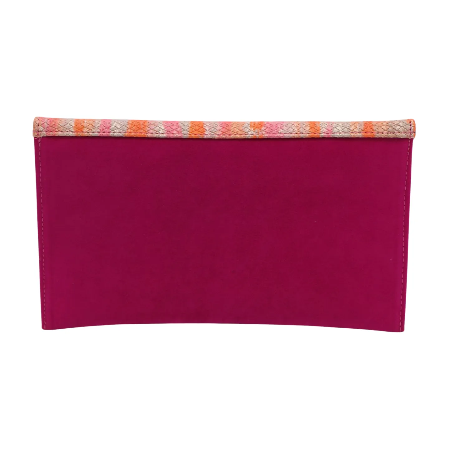 FABUCCI Pink Suede & Print Envelope Clutch Bag