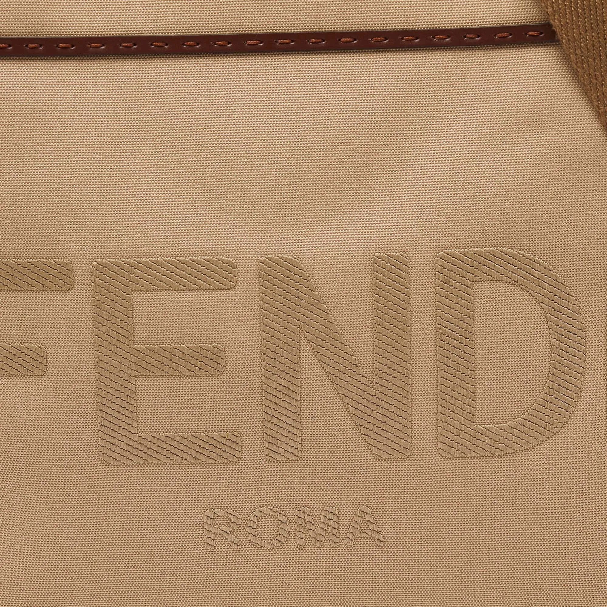 Fendi /brown Canvas And Leather Medium Sunshine Tote