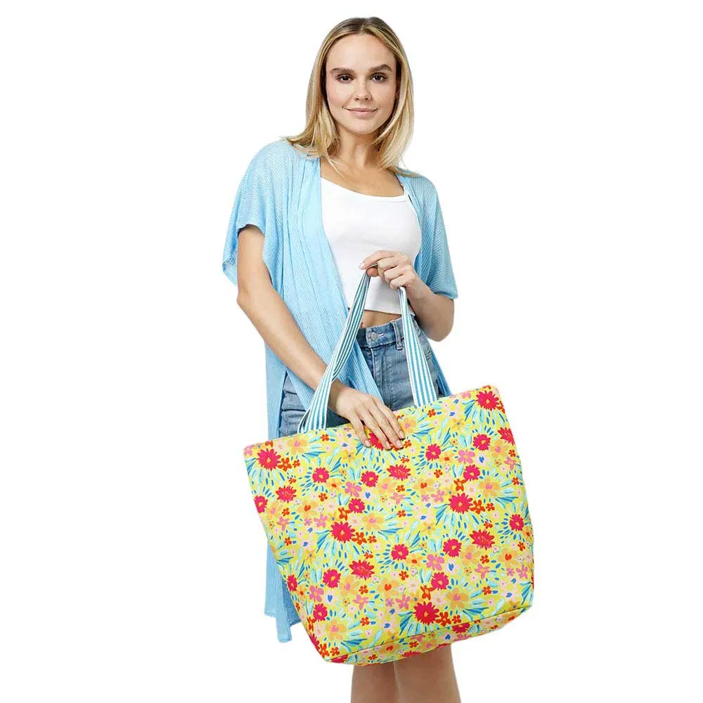 Flower Print Tote Bag