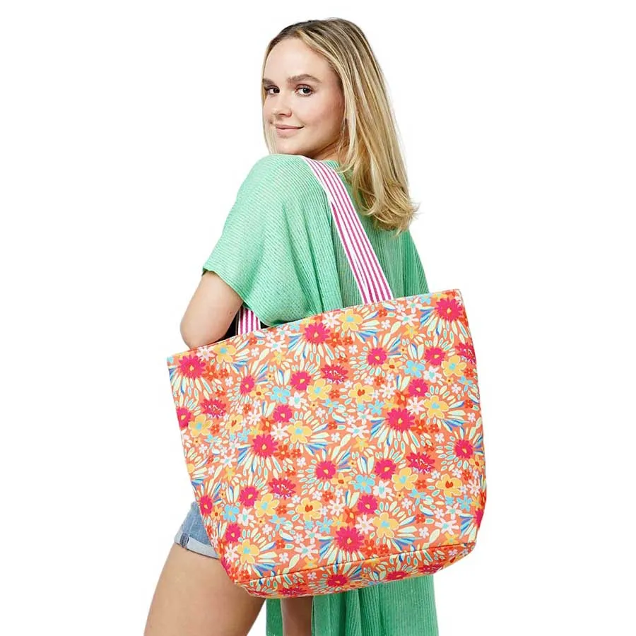 Flower Print Tote Bag