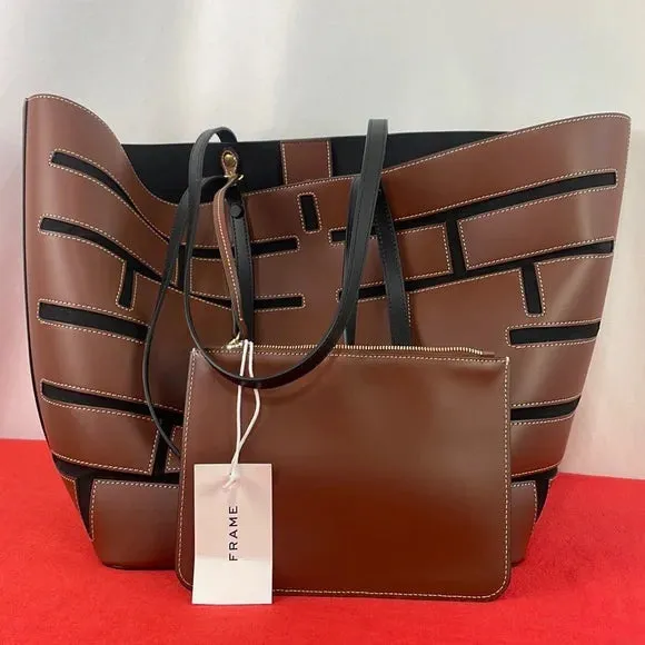 Frame NWT Brown Black Tote Bag