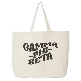 Gamma Phi Beta Large Canvas Sorority Tote Bag with Simple Mod Design