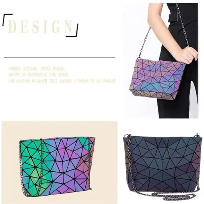 Geometric Luminous Reflective Purses and Handbags for Women