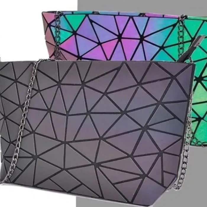 Geometric Luminous Reflective Purses and Handbags for Women