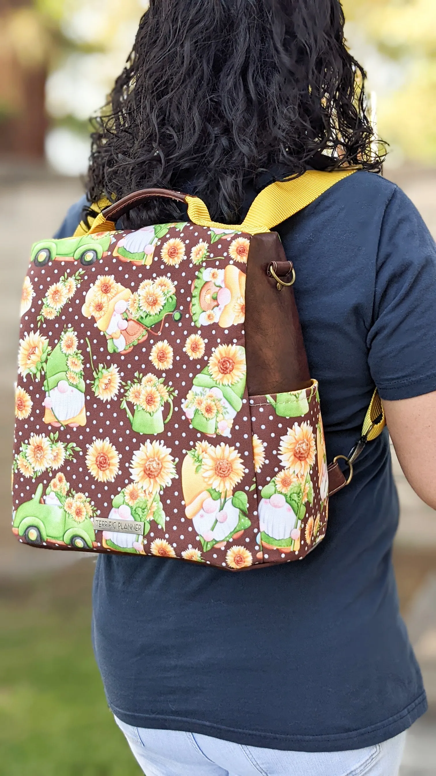 Gnomes and Sunflowers Convertible Backpack