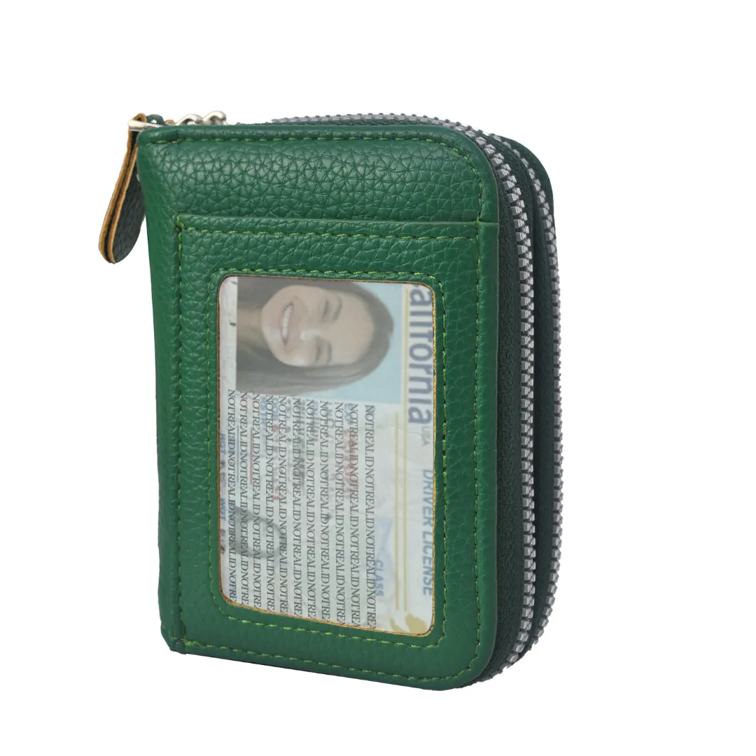 Green Faux Leather NGIL Zippered Wallet